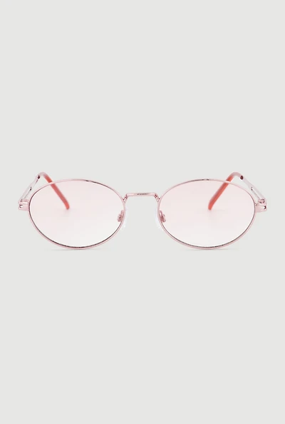 Womens Metallic Oval Sunglasses, Pink