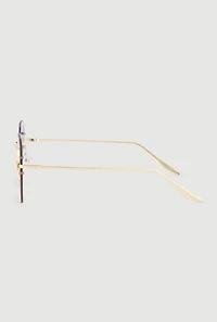 Metallic Floral Detail Rimless Sunglasses