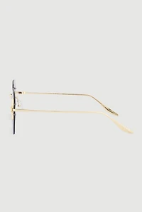 Metallic Floral Detail Rimless Sunglasses