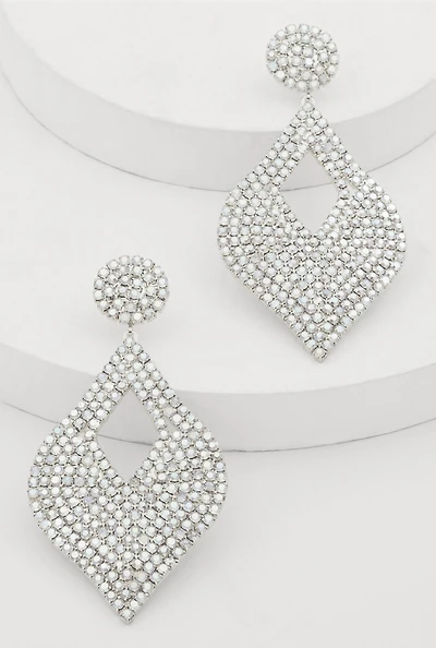 Cut Out Rhinestone Teardrop Earrings