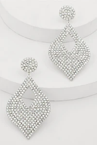 Cut Out Rhinestone Teardrop Earrings