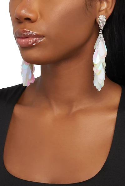 Rhinestone Sequin Drop Earrings