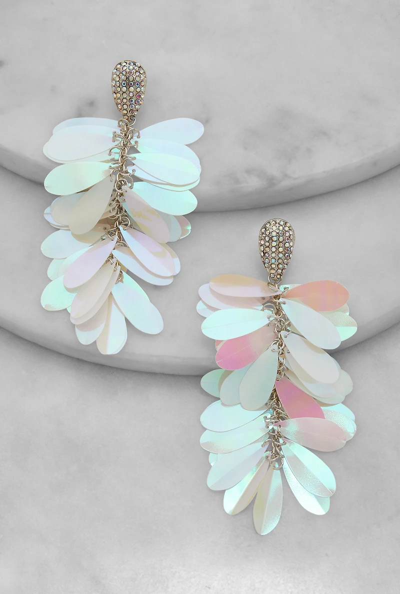 Rhinestone Sequin Drop Earrings