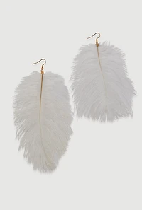 Ostrich Feather Drop Earrings