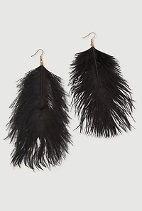Ostrich Feather Drop Earrings