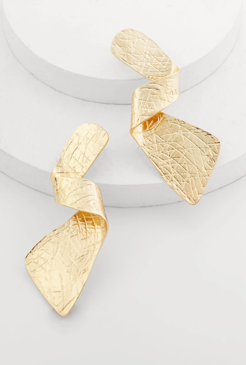 Stylish Metallic Textured Swirl Drop Earrings