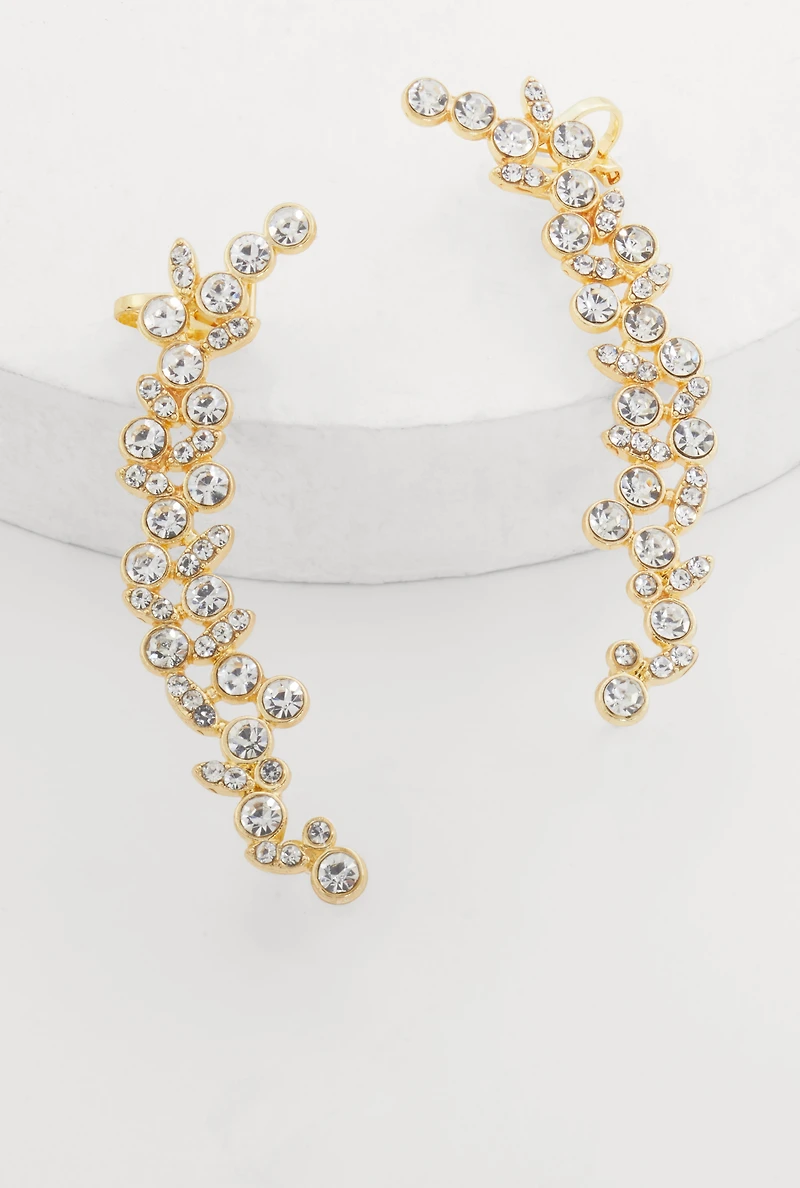 Trendy Rhinestone Cuffed Climber Earrings