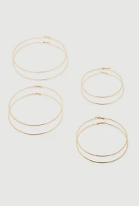 Thin Metallic Hoop Earrings Set of 4