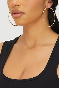 Womens Metallic Hoop Earrings Set of 6, Gold