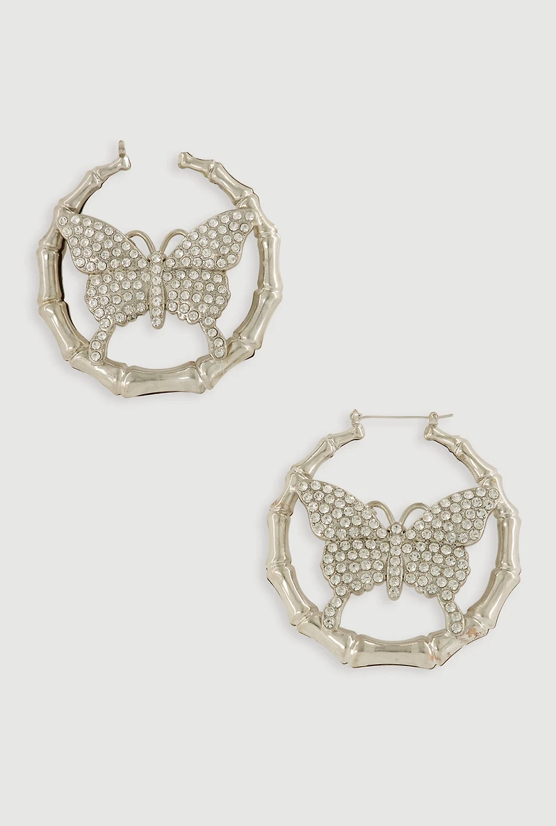 Butterfly Bamboo Hoop Earrings