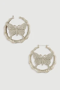 Butterfly Bamboo Hoop Earrings