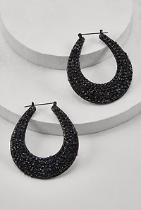 Rhinestone Encrusted Teardrop Hoop Earrings