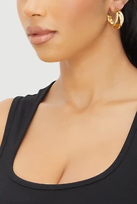 Womens Assorted Metallic Earrings Set of 3, Gold