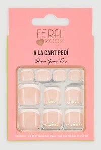 French Tip Press On Pedicure Toenails