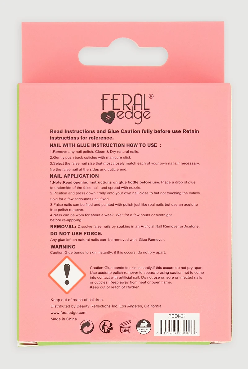 French Tip Press On Pedicure Toenails