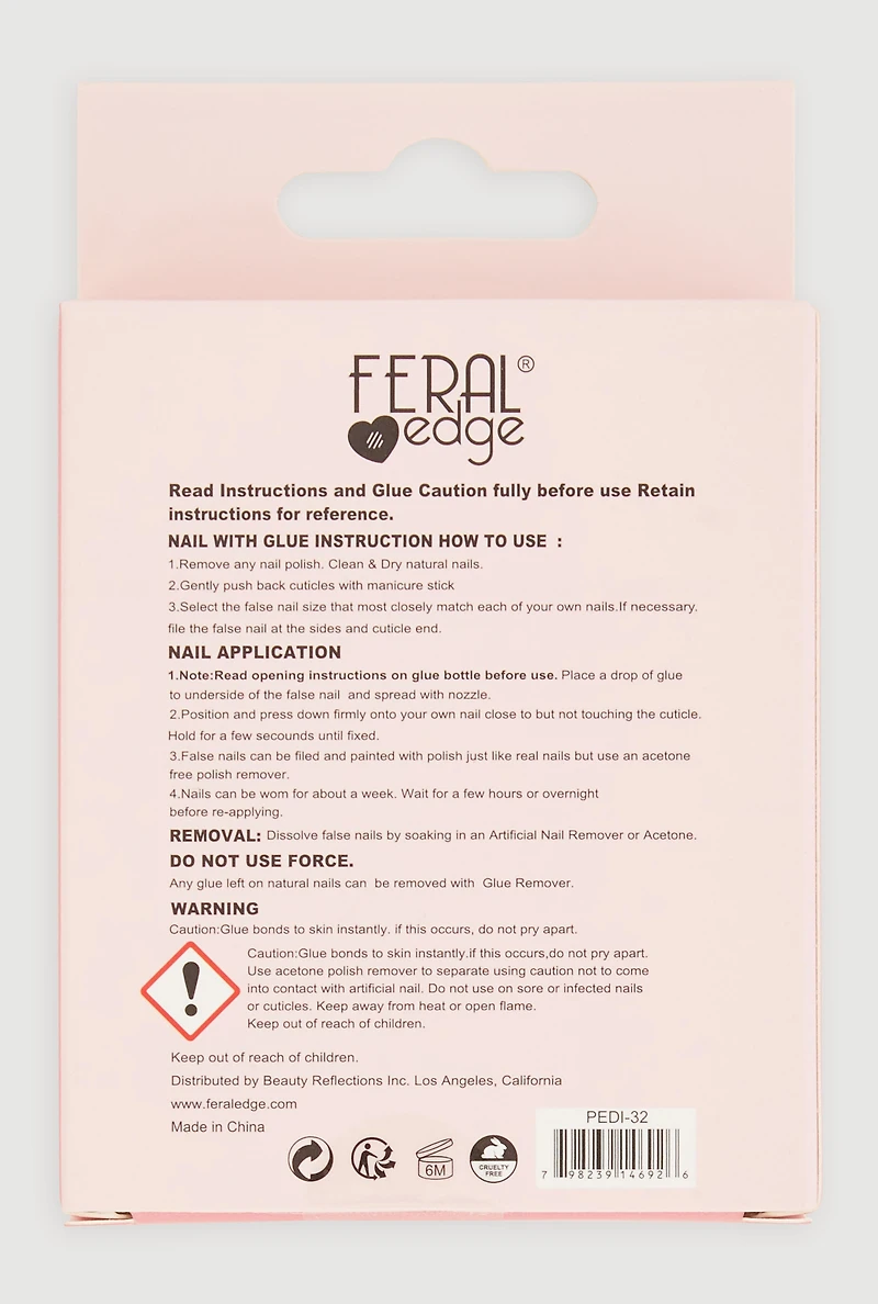 Rhinestone Cherry French Tip Press On Pedicure Toenails