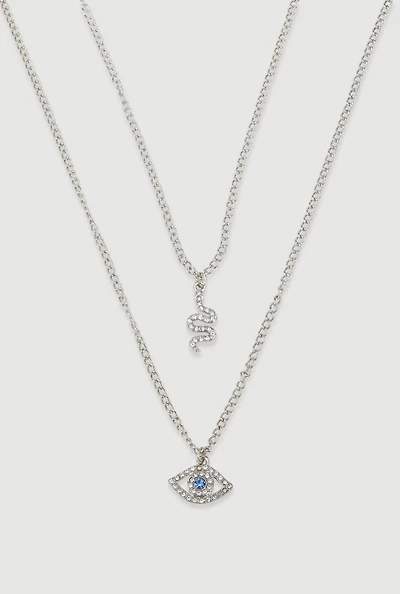 Snake and Evil Eye Layered Necklace