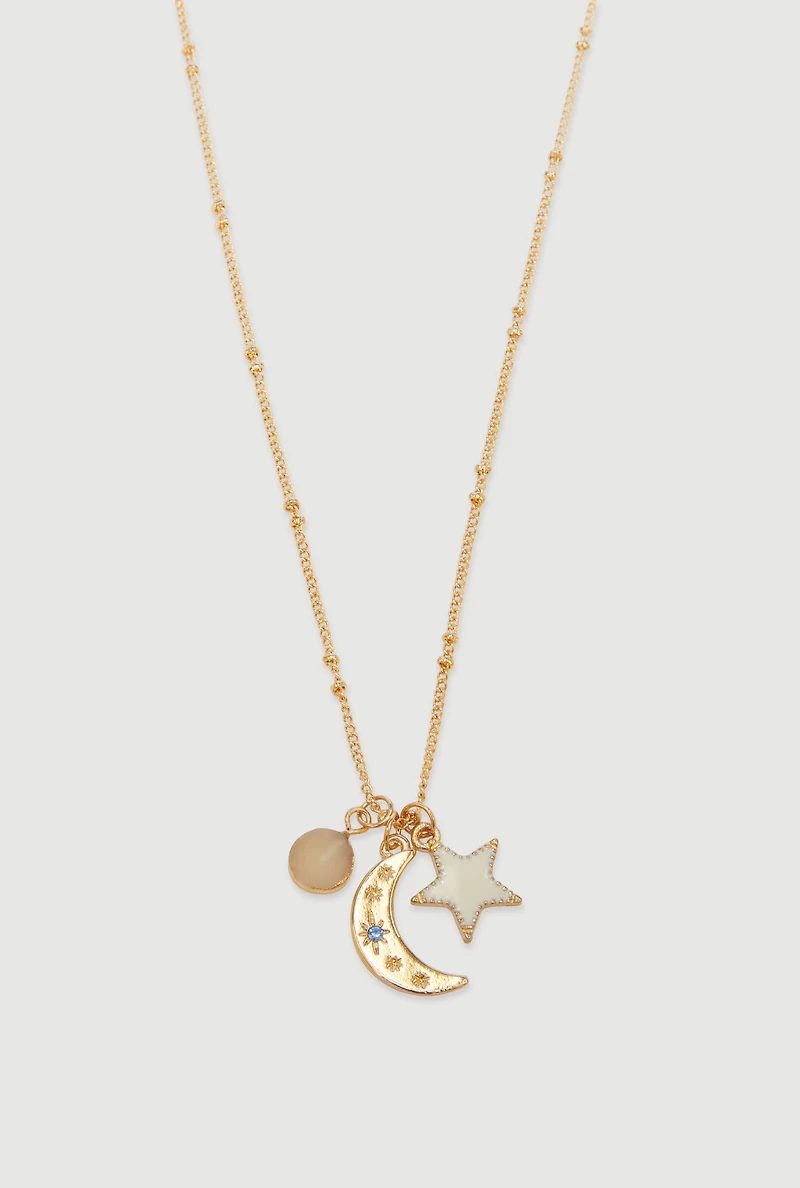 Celestial Moon Star Charm Necklace