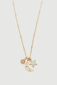 Celestial Moon Star Charm Necklace