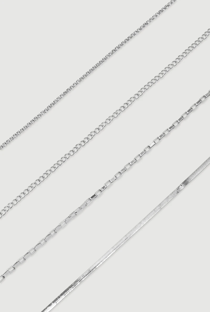 Assorted Snake Chain Anklets Set of 4