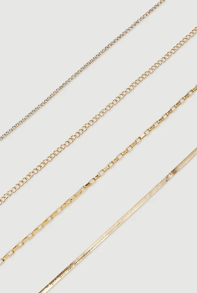 Assorted Snake Chain Anklets Set of 4