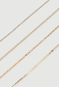 Assorted Snake Chain Anklets Set of 4