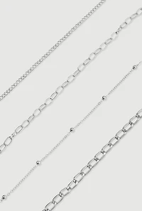Metallic Chain Anklets Set of 4