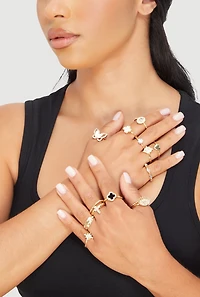 Womens Assorted Cubic Zirconia Rings Set of 15, Gold