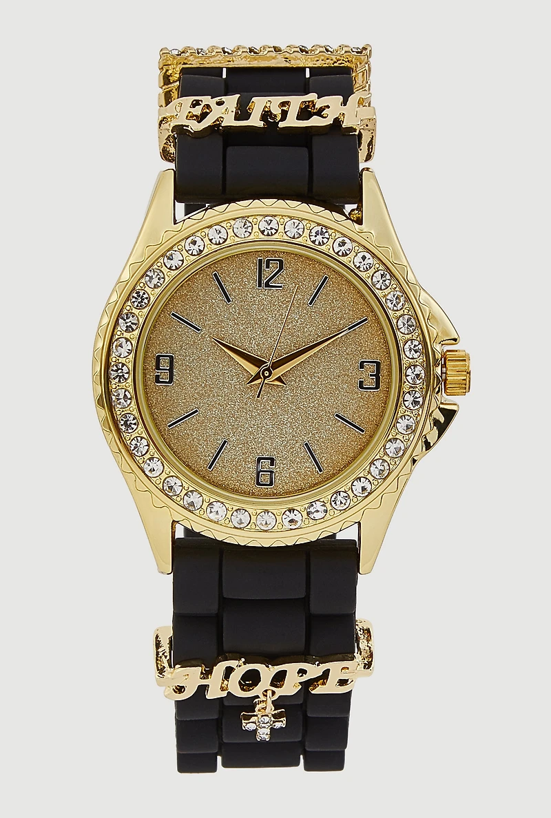Hope Rhinestone Charm Analog Watch