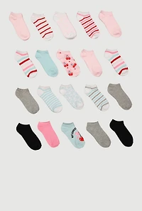 Assorted Patterned No Show Socks 20 Pack Size 9-11