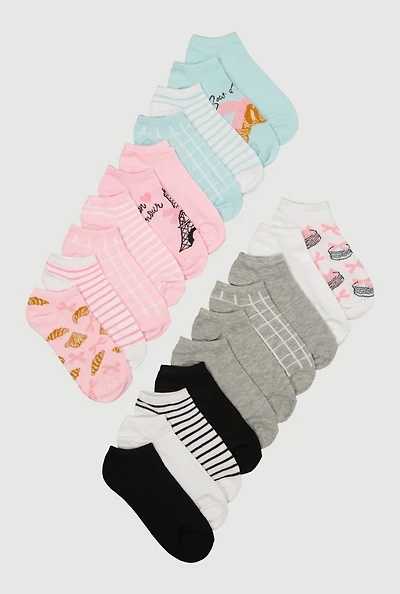 Assorted No Show Socks 20 Pack 4-10