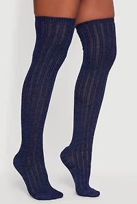 Marled Pointelle Knit Over the Knee Socks Size 9-11