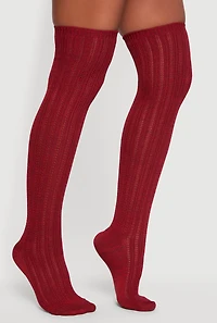 Marled Pointelle Knit Over the Knee Socks Size 9-11