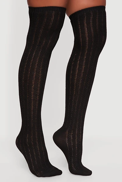 Womens Pointelle Over the Knee Socks 9-11,