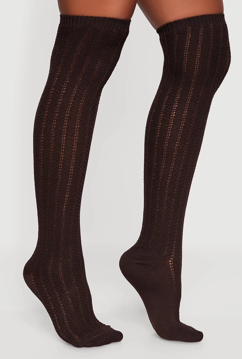 Pointelle Over the Knee Socks Size 9-11