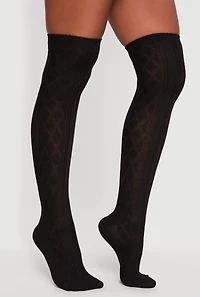 Diamond Patterned Over the Knee Socks Size 9-11