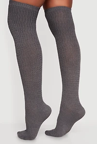Womens Rib Knit Over the Knee Socks Size 9-11, Grey