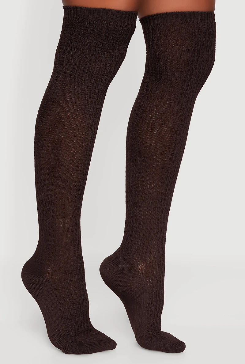 Rib Knit Over the Knee Socks Size 9-11