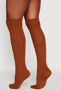 Womens Ribbed Knit Over the Knee Socks 9-11,