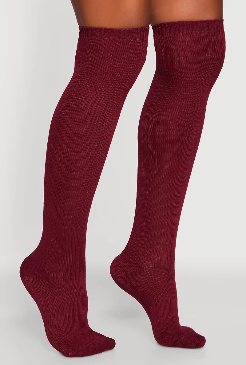 Womens Over the Knee Socks Size 9-11, Burgundy