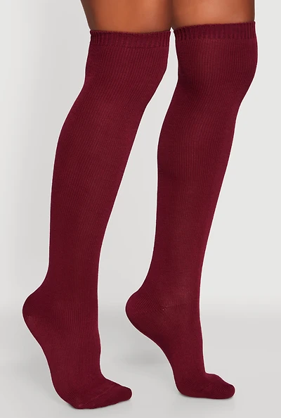 Womens Over the Knee Socks Size 9-11, Burgundy