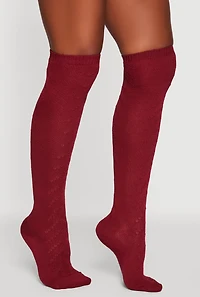 Pointelle Chevron Knit Over the Knee Socks Size 9-11
