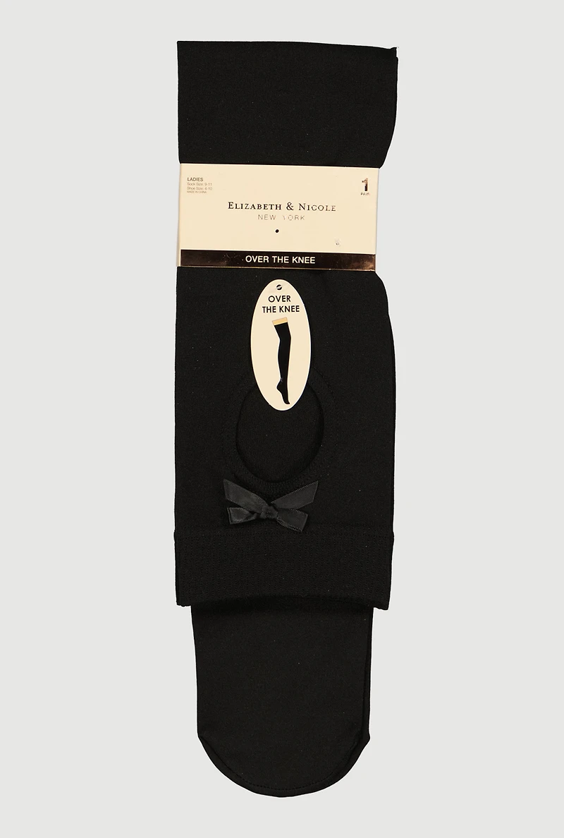 Bow Detail Cutout Over The Knee Socks