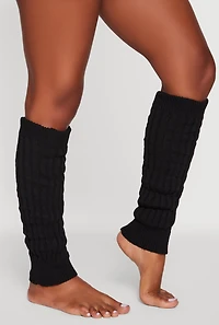 Womens Ribbed Knit Leg Warmers, Black