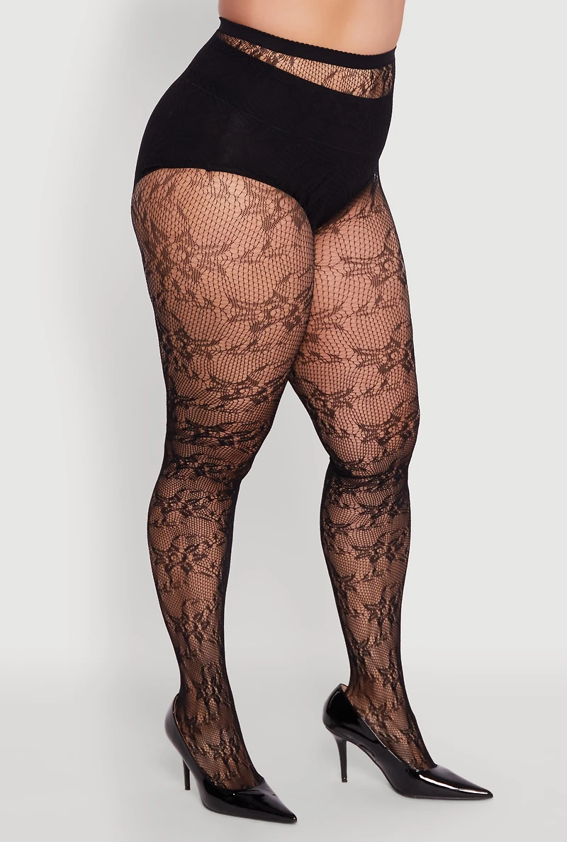 Plus Size Assorted Patterned High Waisted Tights
