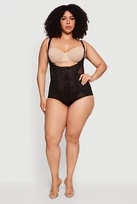 Plus Plunge Zip Front Shaping Bodysuit