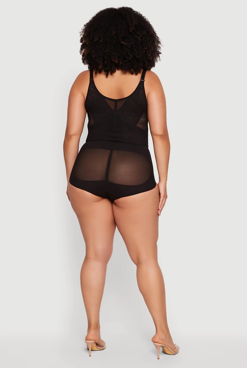 Plus Plunge Zip Front Shaping Bodysuit