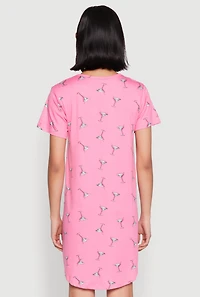 Womens First Class V Neck Nightgown, Pink, Size M
