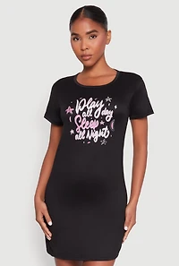 Womens Play All Day Sleep Night Nightgown,