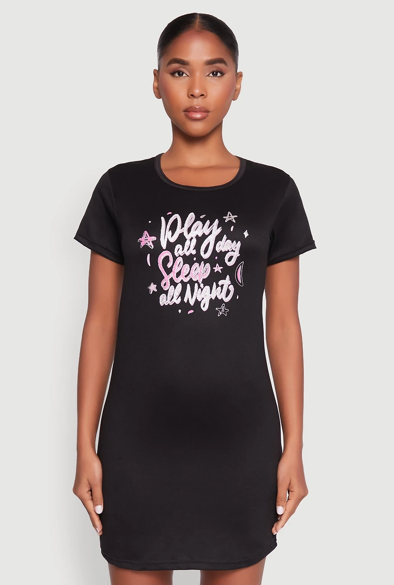 Womens Play All Day Sleep Night Nightgown,
